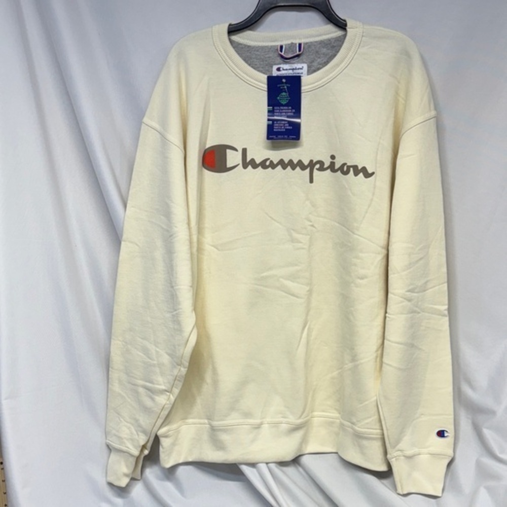 Champion power blend endless comfort ultimate durability cream/brown sweatshirt